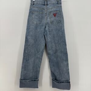 GUESS 90s Y2K Trendy Vtg Light Colored‎ Jeans Girls Size 8 Cuffed Pants Logo